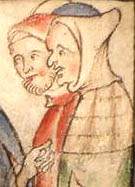 Омюс с меховой пелериной (ок. 1250 г). Судя по форме, капюшон сшит на жесткой подкладке.